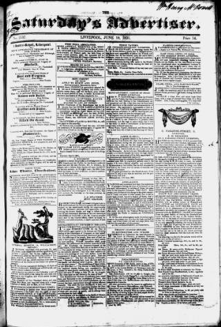cover page of Liverpool Saturday's Advertiser published on June 18, 1831