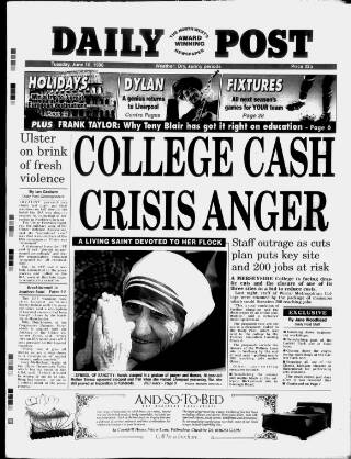 cover page of Liverpool Daily Post published on June 18, 1996