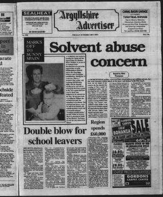 cover page of Argyllshire Advertiser published on February 19, 1993