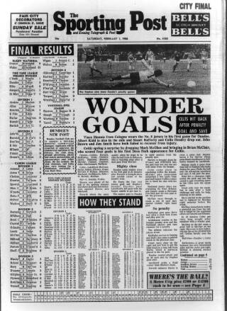 cover page of Sporting Post published on February 1, 1986