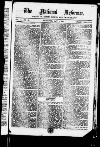 cover page of National Reformer published on May 4, 1861