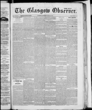 cover page of Glasgow Observer and Catholic Herald published on June 18, 1887