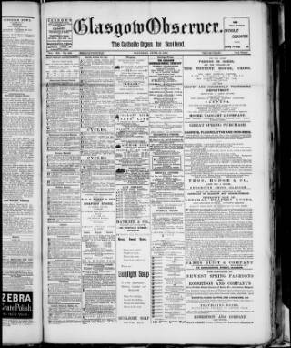cover page of Glasgow Observer and Catholic Herald published on June 18, 1892