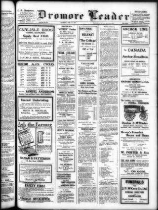 cover page of Dromore Leader published on June 18, 1927