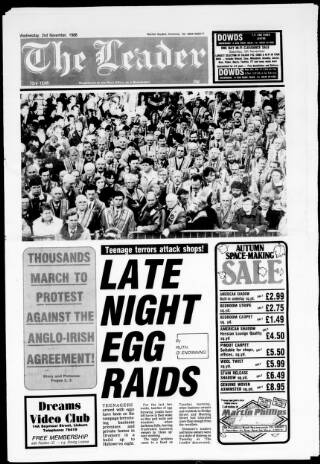 cover page of Dromore Leader published on November 2, 1988