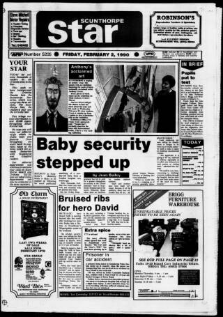 cover page of Scunthorpe Star published on February 2, 1990