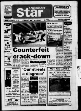 cover page of Scunthorpe Star published on May 4, 1990