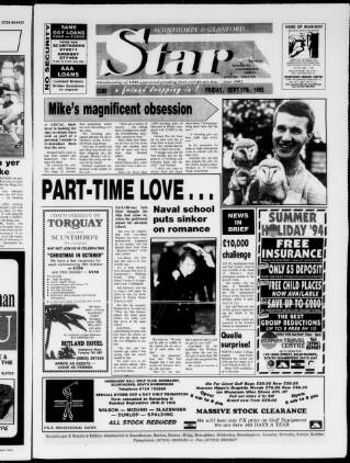 cover page of Scunthorpe Star published on September 17, 1993
