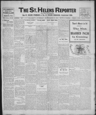 cover page of St. Helens Reporter published on September 17, 1912