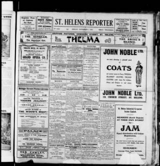 cover page of St. Helens Reporter published on November 1, 1918