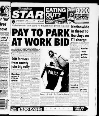 cover page of Shropshire Star published on September 17, 1999