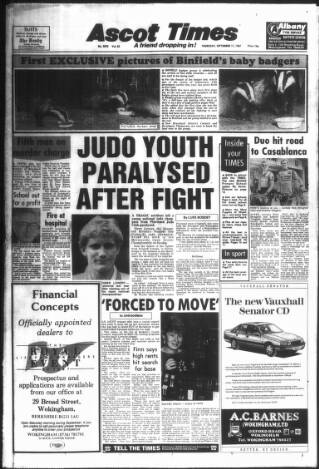 cover page of Ascot Times published on September 17, 1987