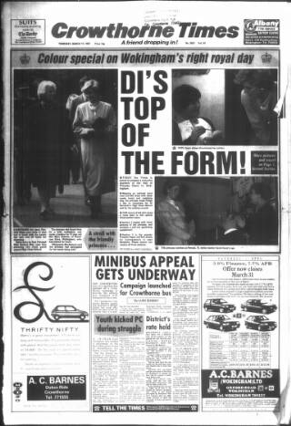 cover page of Crowthorne Times published on March 19, 1987