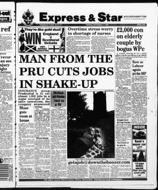 cover page of Wolverhampton Express and Star published on November 2, 1999