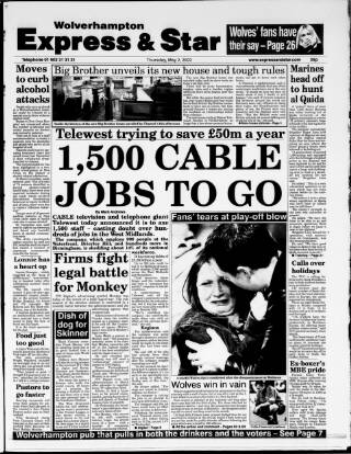 cover page of Wolverhampton Express and Star published on May 2, 2002