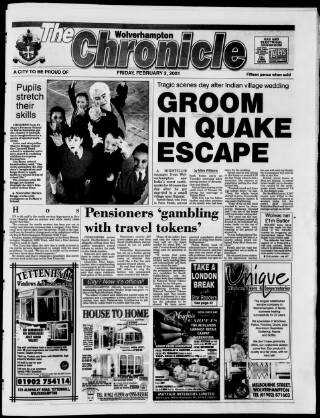 cover page of Midland Counties Express published on February 2, 2001