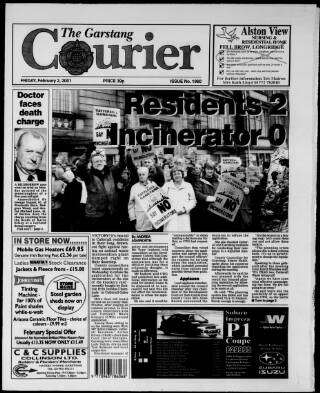 cover page of Garstang Courier published on February 2, 2001