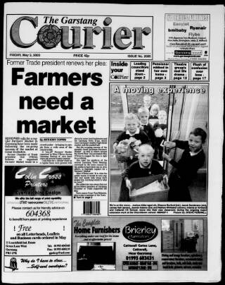cover page of Garstang Courier published on May 2, 2003