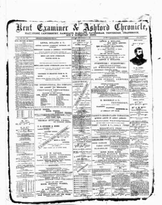 cover page of Kent County Examiner and Ashford Chronicle published on November 2, 1888