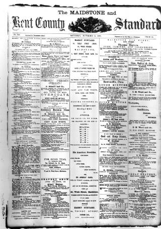 cover page of Kent County Standard published on November 2, 1878