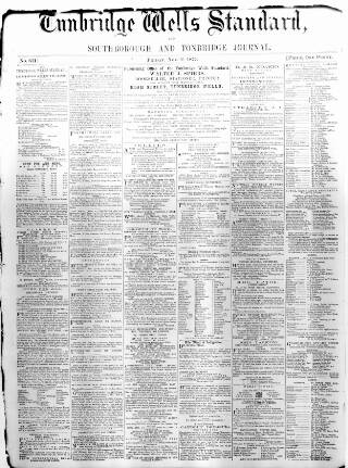 cover page of Tunbridge Wells Standard published on November 2, 1877