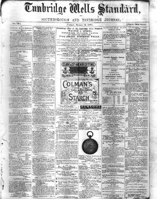 cover page of Tunbridge Wells Standard published on March 19, 1880