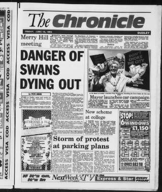 cover page of Dudley & District Chronicle published on June 18, 1993