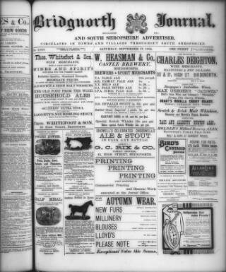cover page of Bridgnorth Journal published on September 17, 1904