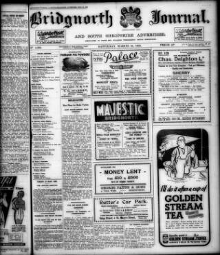 cover page of Bridgnorth Journal published on March 19, 1938