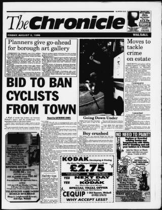 cover page of Walsall Chronicle published on August 2, 1996