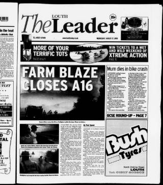 cover page of Louth Leader published on August 27, 2003