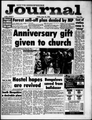 cover page of South Shropshire Journal published on June 18, 1993