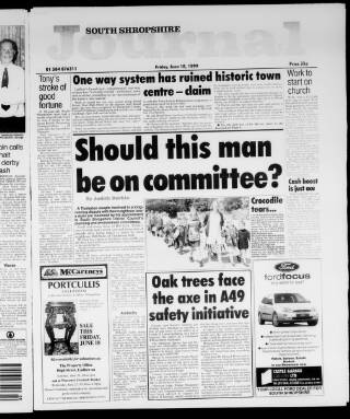 cover page of South Shropshire Journal published on June 18, 1999