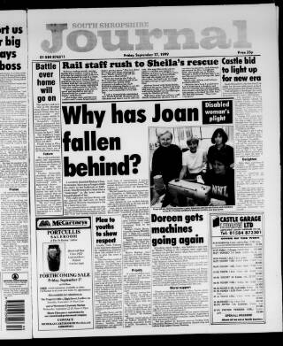 cover page of South Shropshire Journal published on September 17, 1999