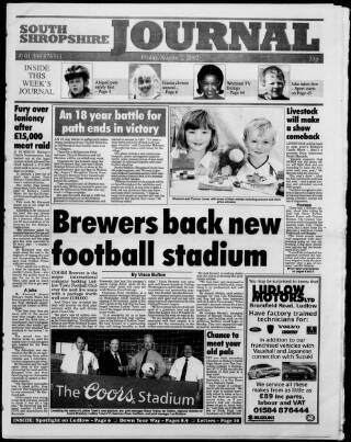 cover page of South Shropshire Journal published on August 2, 2002