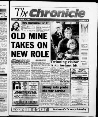 cover page of Cannock Chase Chronicle published on March 19, 1993