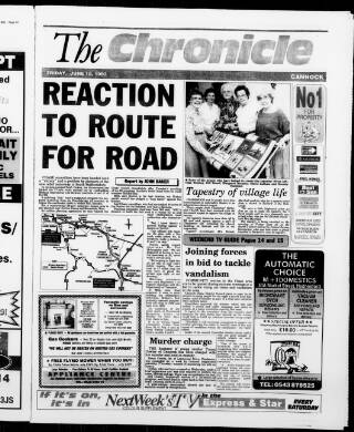 cover page of Cannock Chase Chronicle published on June 18, 1993
