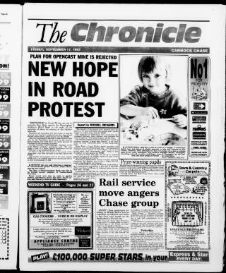 cover page of Cannock Chase Chronicle published on September 17, 1993
