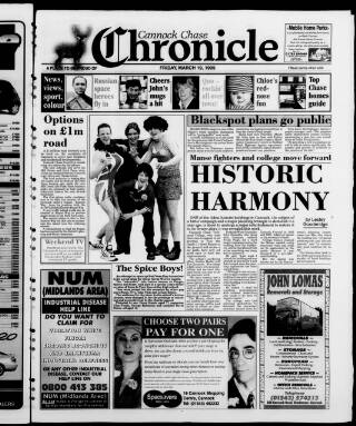 cover page of Cannock Chase Chronicle published on March 19, 1999
