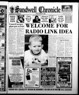 cover page of Sandwell Chronicle published on March 19, 1999
