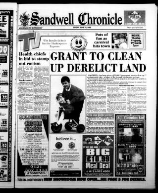 cover page of Sandwell Chronicle published on June 18, 1999