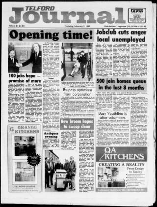 cover page of Telford Journal published on February 2, 1989