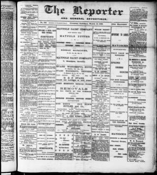 cover page of Coventry Reporter published on March 19, 1892