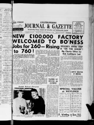cover page of Linlithgowshire Gazette published on September 17, 1965
