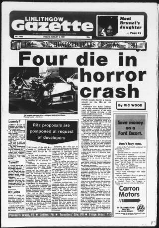 cover page of Linlithgowshire Gazette published on August 2, 1991