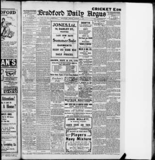 cover page of Bradford Daily Argus published on August 2, 1907