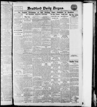 cover page of Bradford Daily Argus published on November 2, 1908