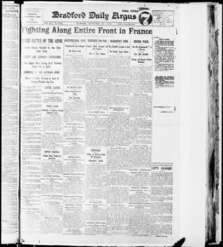 cover page of Bradford Daily Argus published on September 17, 1914