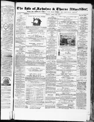 cover page of Isle of Axholme & Thorne Advertiser published on April 27, 1877