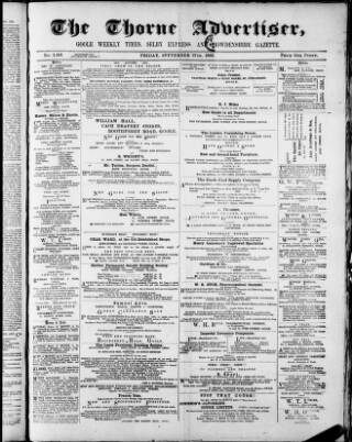 cover page of Isle of Axholme & Thorne Advertiser published on September 27, 1889